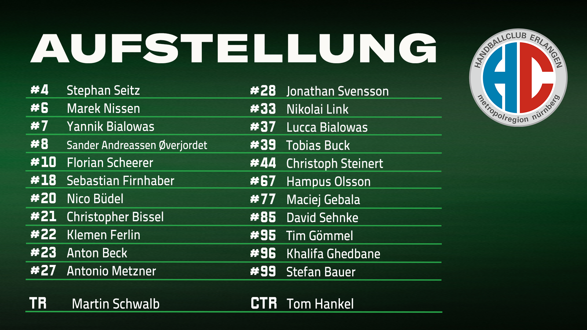 Aufstellung der Gastmannschaft