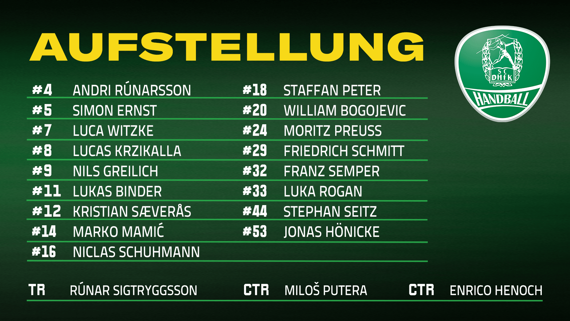 Aufstellung der Heimmannschaft