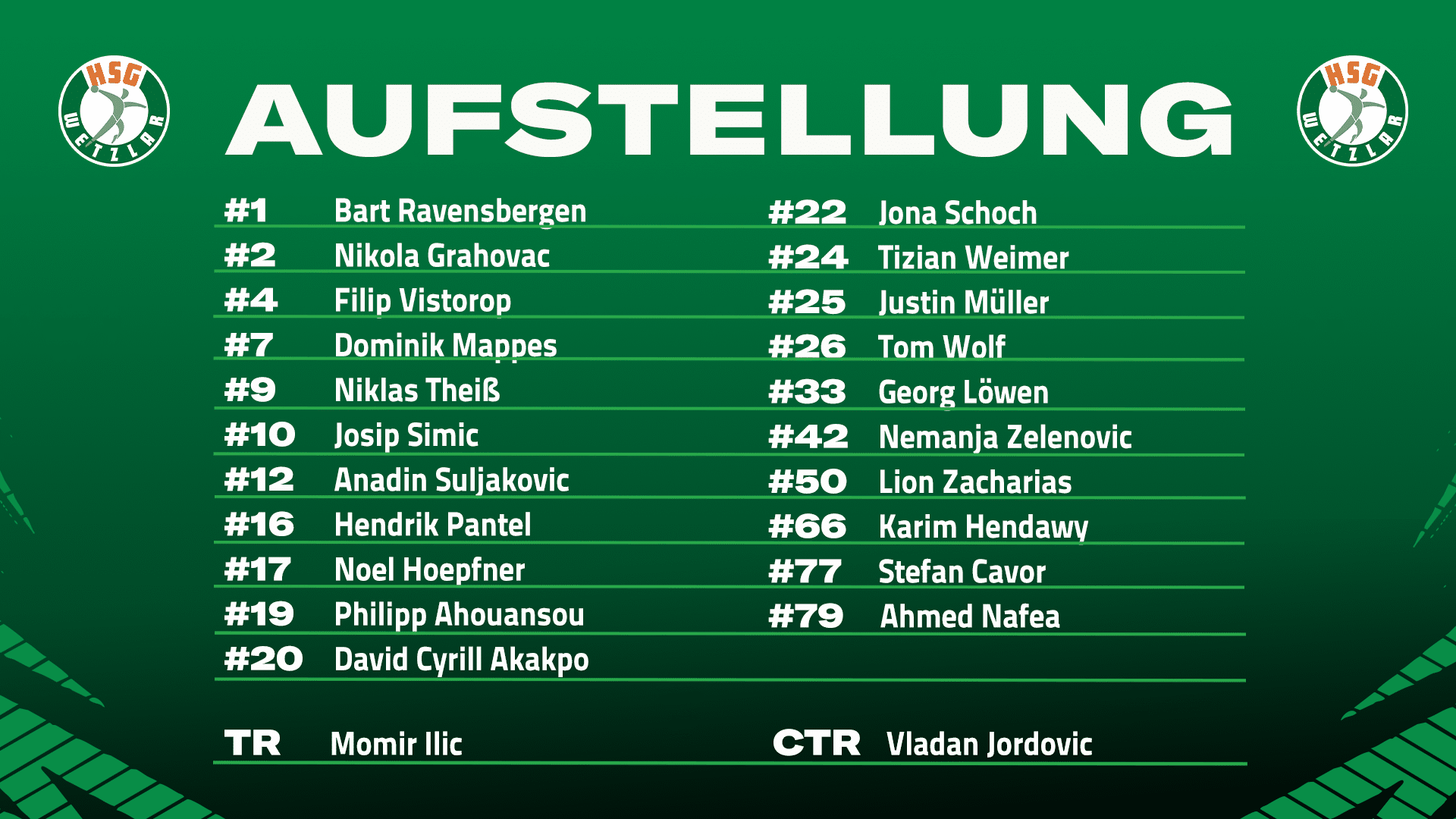 Aufstellung der Gastmannschaft