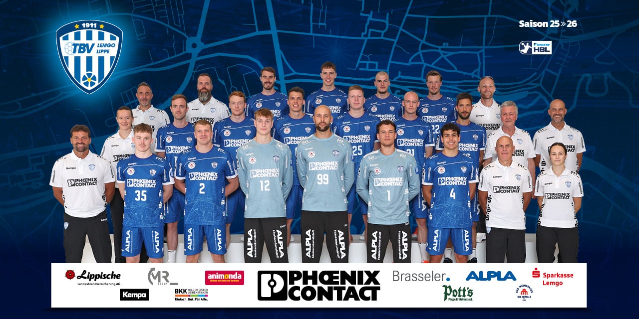 Teamfoto des Gegners – Link zum gegnerischen Mannschaftsprofil auf der DAIKIN HBL-Website