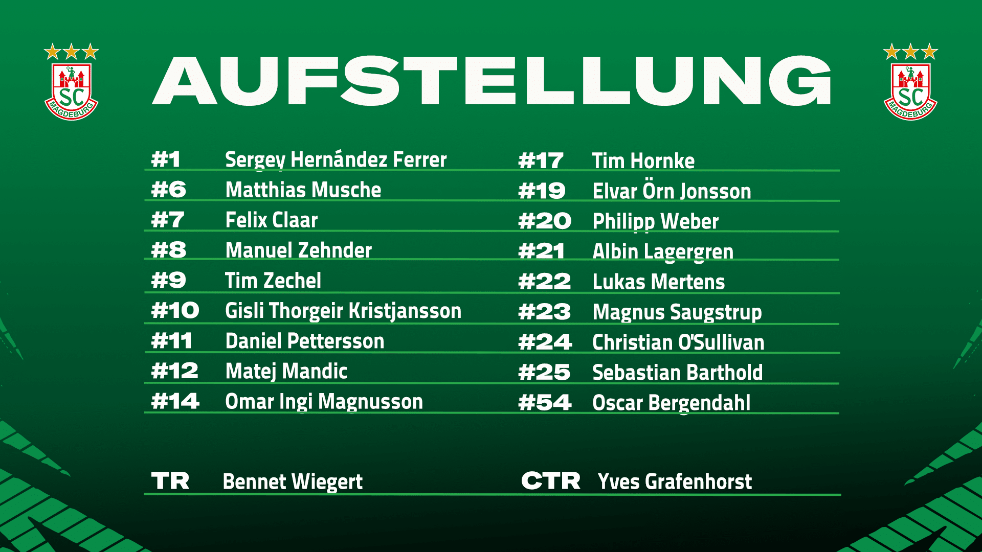 Aufstellung der Gastmannschaft