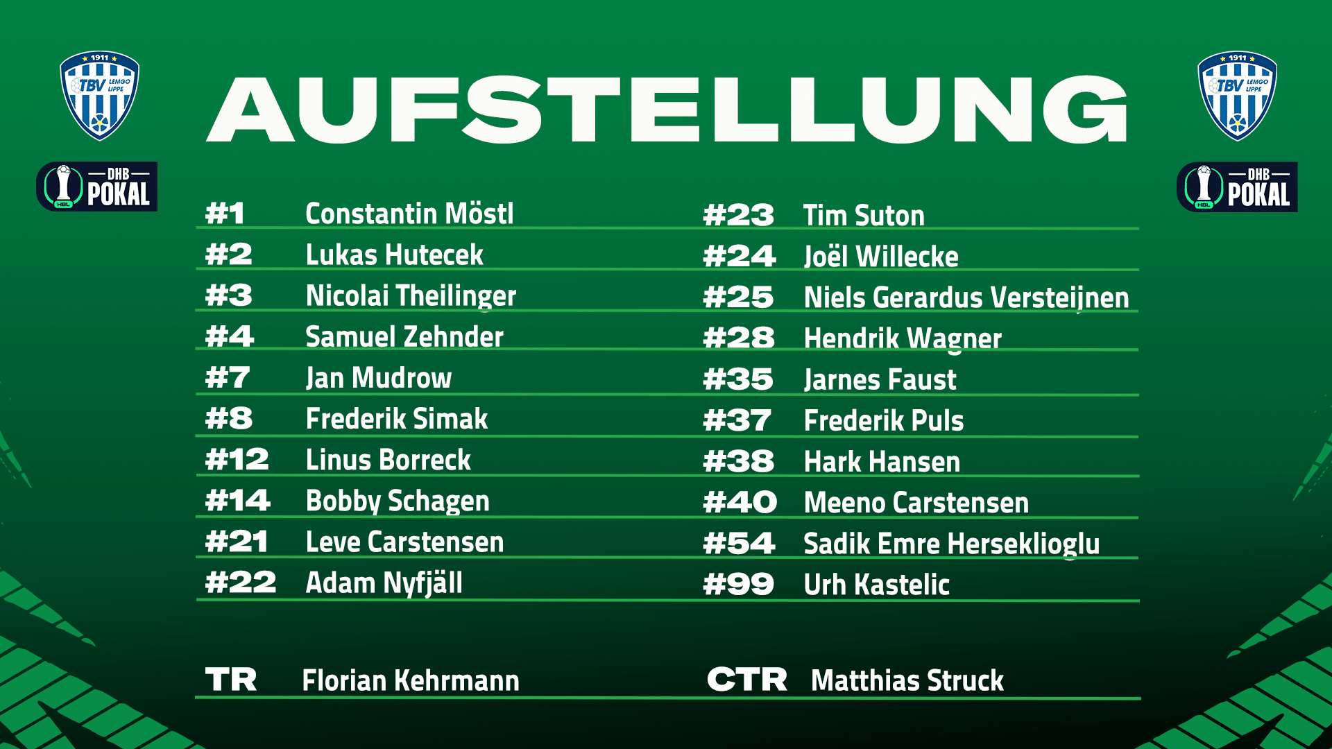Aufstellung der Gastmannschaft