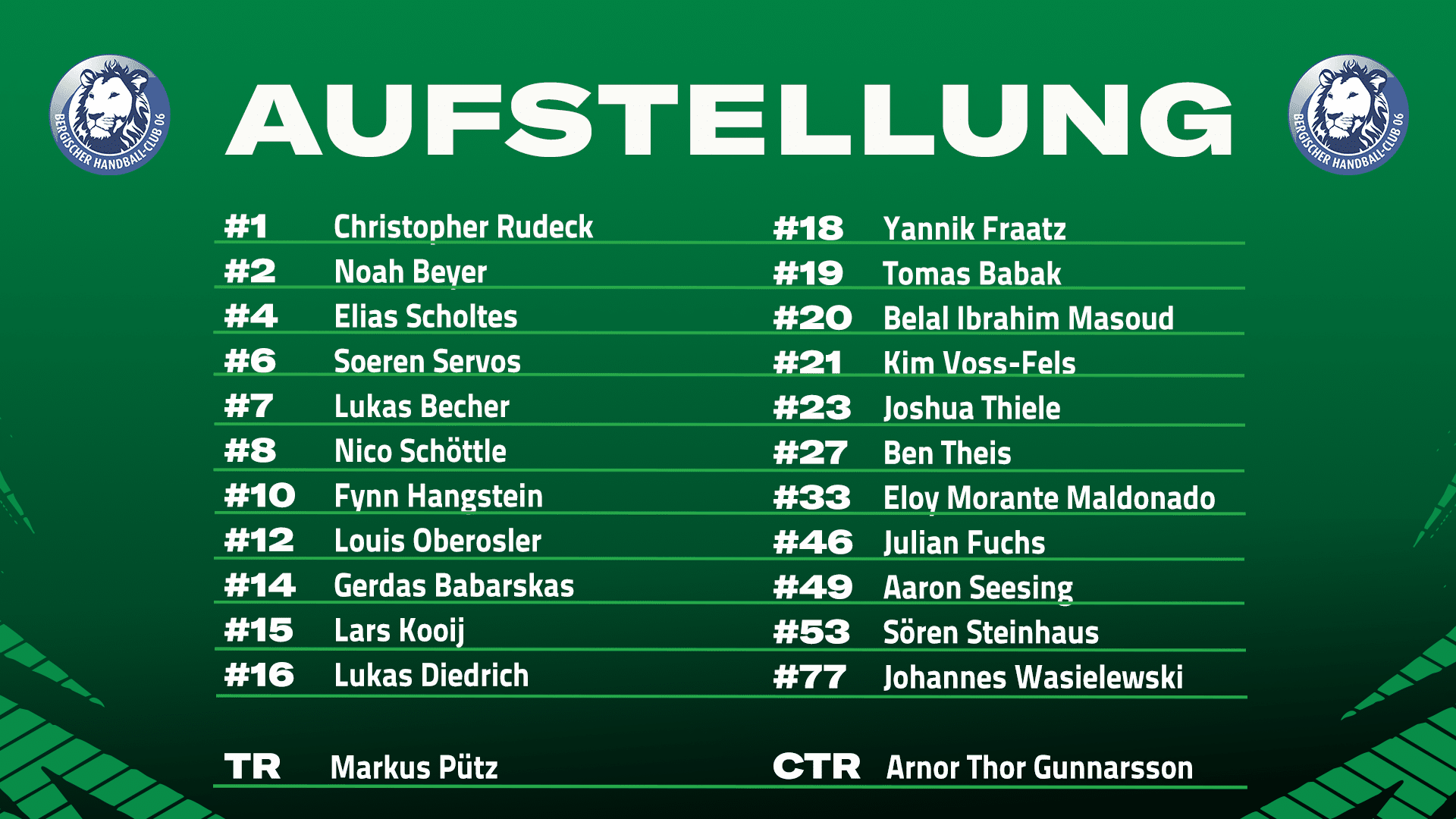 Aufstellung der Gastmannschaft