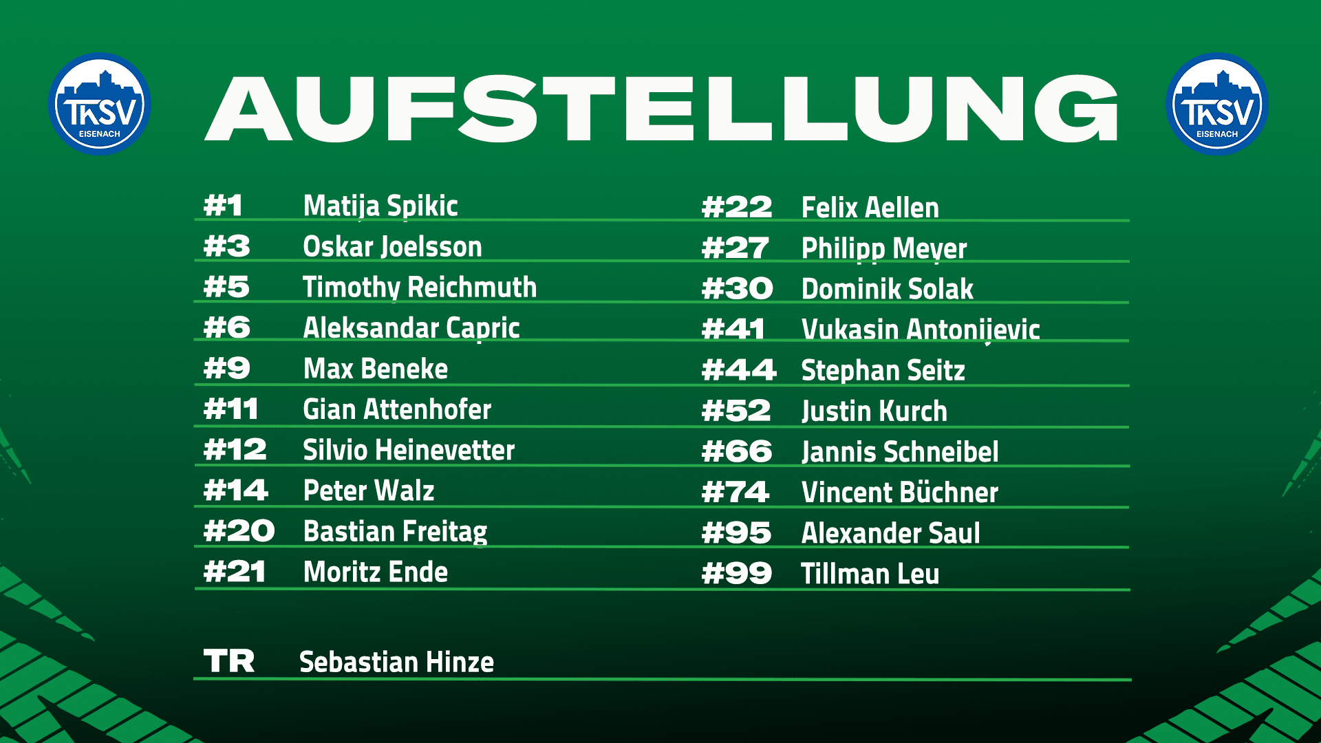 Aufstellung der Gastmannschaft