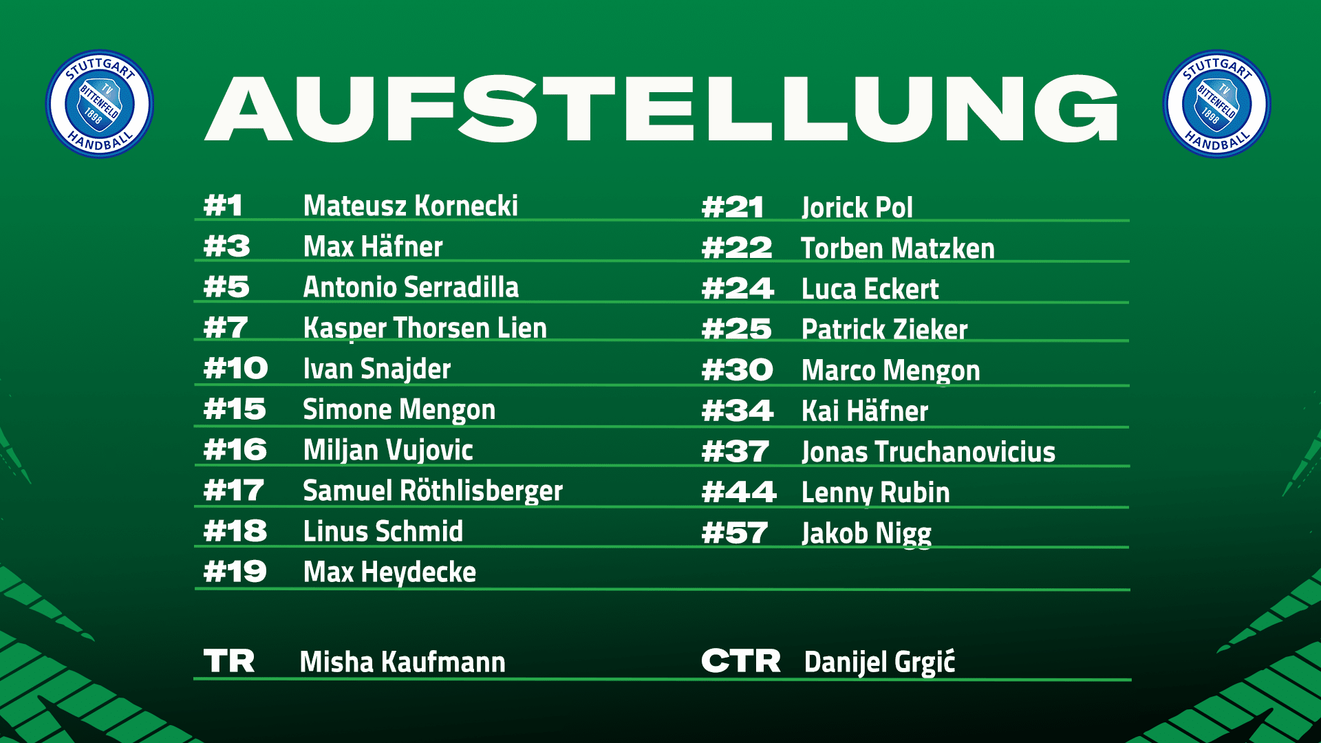 Aufstellung der Gastmannschaft