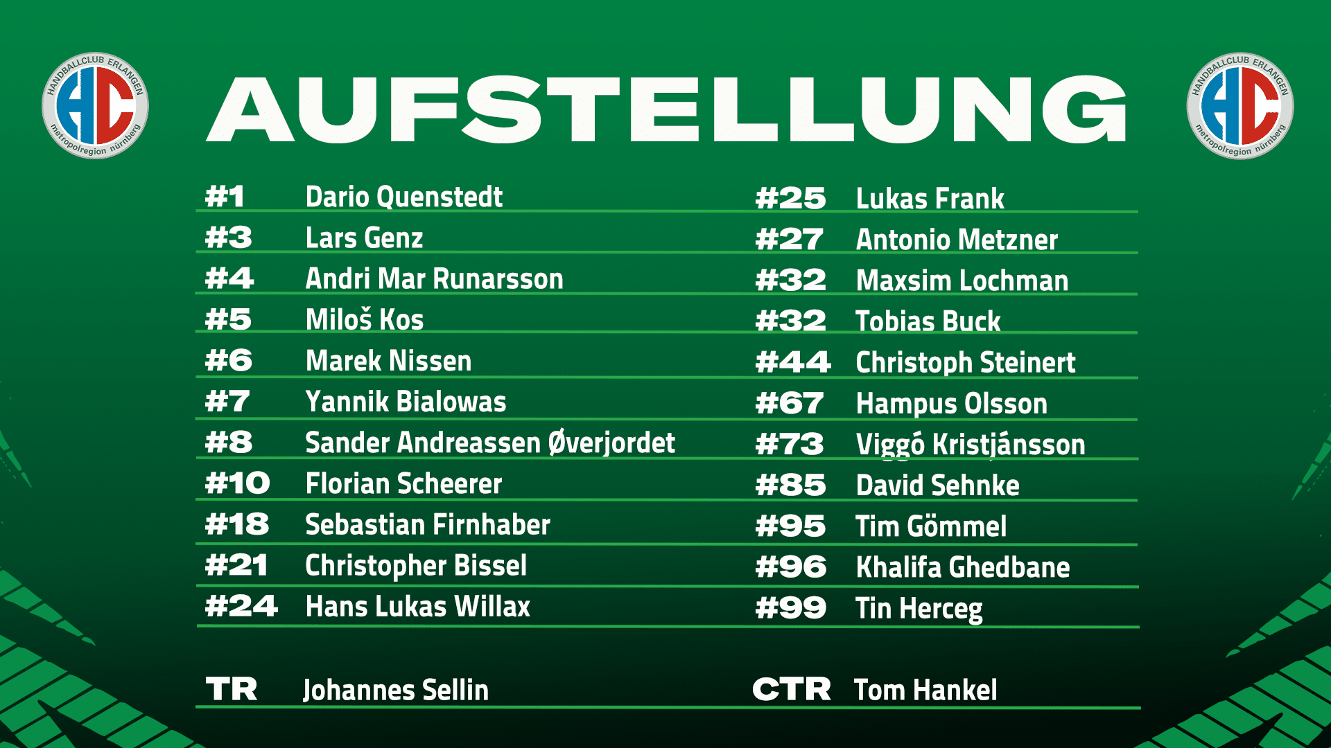 Aufstellung der Gastmannschaft