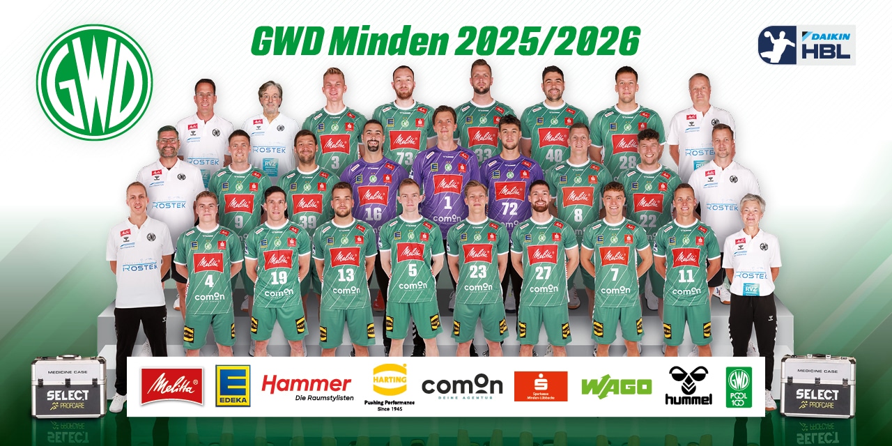 Teamfoto des Gegners – Link zum gegnerischen Mannschaftsprofil auf der DAIKIN HBL-Website