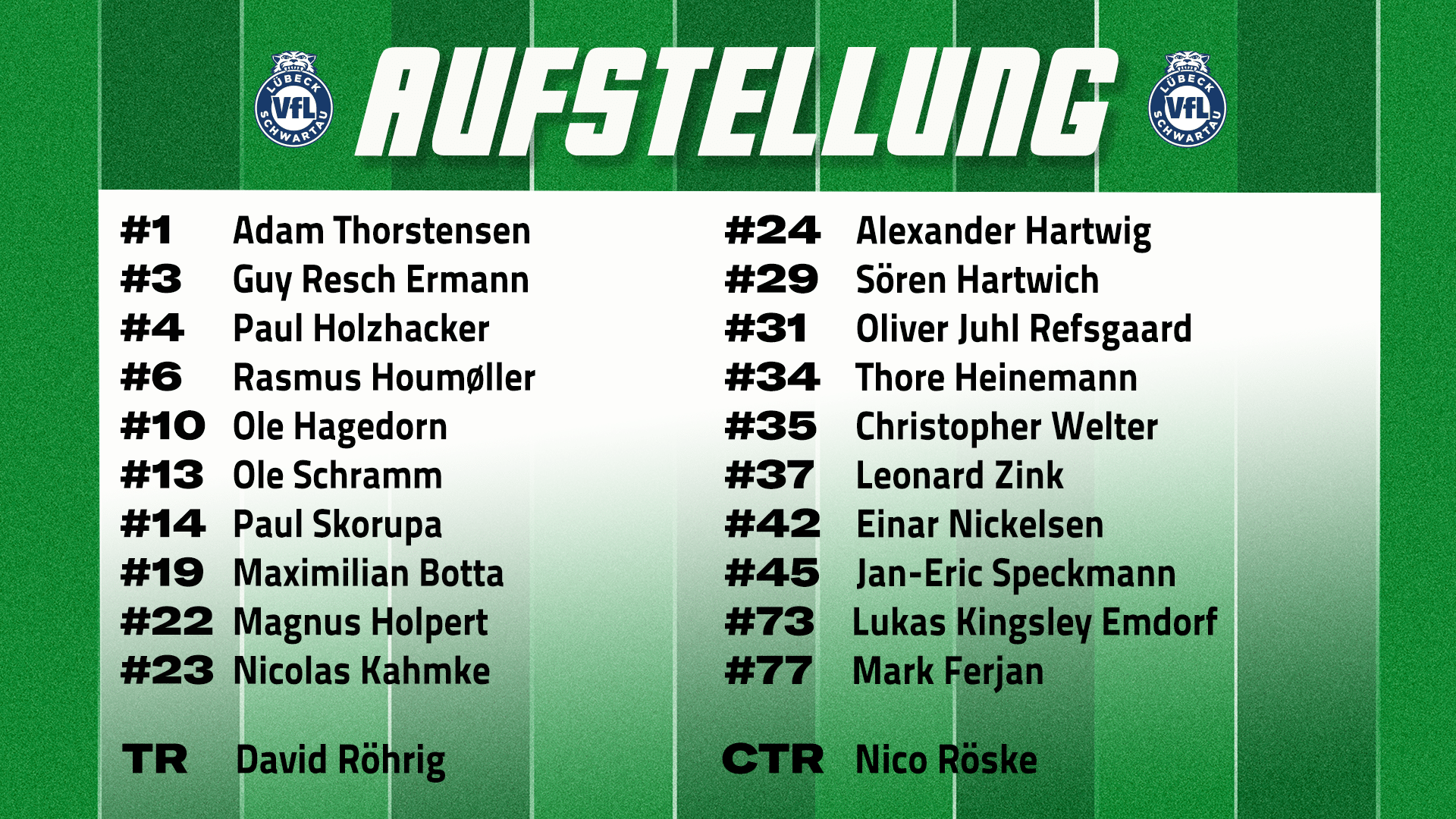 Aufstellung der Gastmannschaft